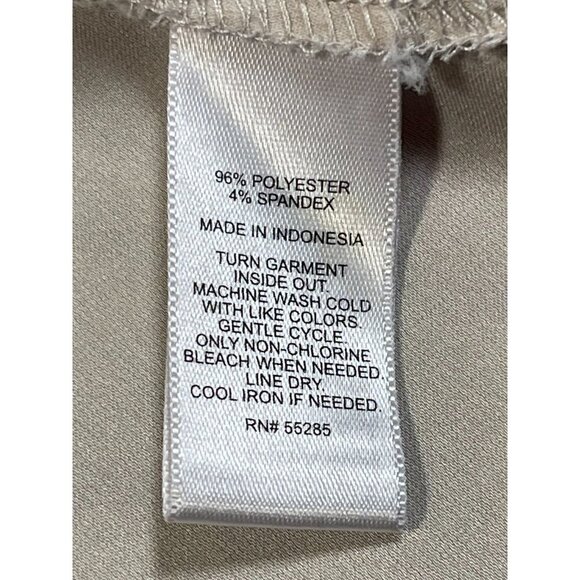 Express Beige Satin V-Neck Zippered Cuffed Sleeve Blouse SIZE-MEDIUM - Picture 4 of 7